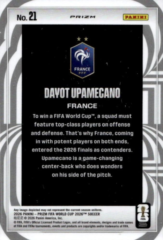 2026 Panini Prizm FIFA World Cup Screamers Dayot Upamecano #21 France