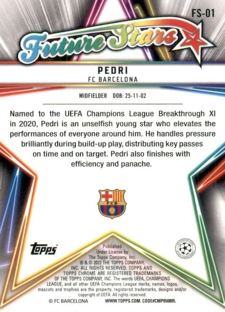 2021 Topps UCC Future Stars Pedri #FS-01 FC Barcelona