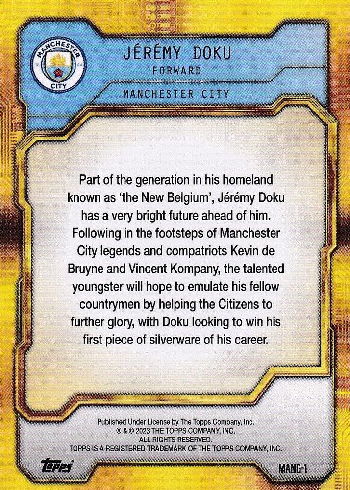 2023 Topps Manchester City Fan Set Golden Future Jérémy Doku #MANG-1