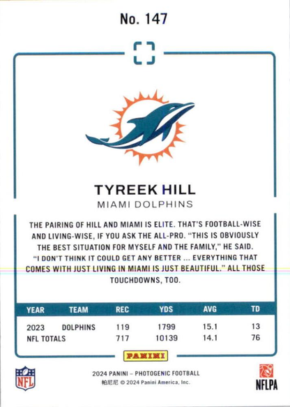 2024 Panini Photogenic Tyreek Hill #147 Miami Dolphins