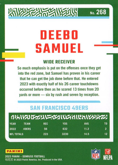 2023 Panini Donruss Deebo Samuel #268 San Francisco 49ers
