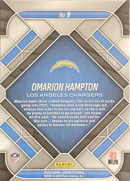 2025 Panini Prizm Emergent Omarion Hampton RC #9 Los Angeles Chargers