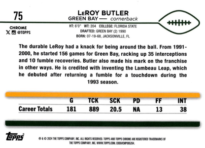 2024 Topps Chrome Football LeRoy Butler #75 Green Bay Packers