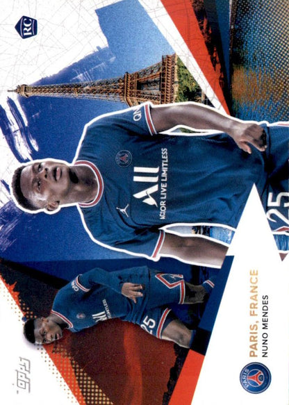 2021 Topps PSG Team Set RC Nuno Mendes #22 Paris Saint-Germain