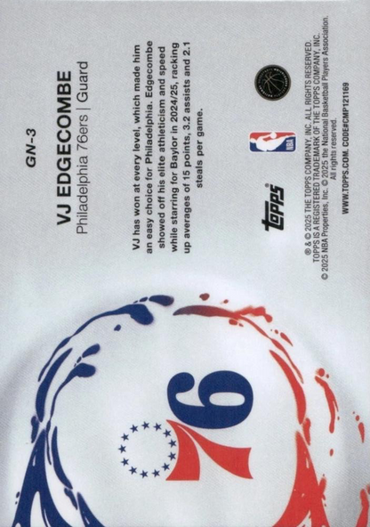 2025 Topps NBA Generation Now VJ Edgecombe GN-3 Philadelphia 76ers