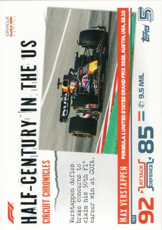 2024 Topps Turbo Attax F1 Max Verstappen CC COTA #162 Red Bull Racing