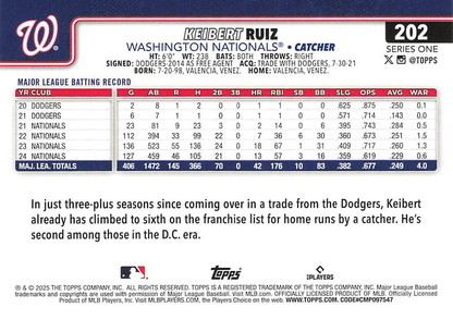 2025 Topps Series 1 Keibert Ruiz Washington Nationals #202