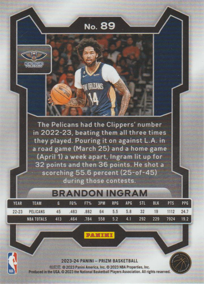 2023 Panini Prizm Brandon Ingram #89 New Orleans Pelicans
