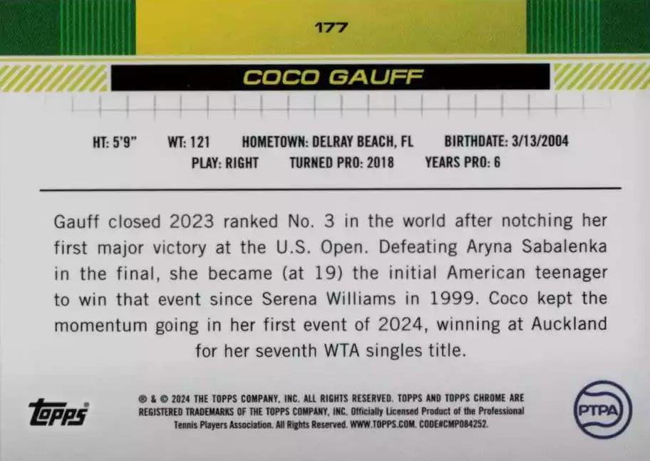 2024 Topps Chrome Tennis Coco Gauff #177
