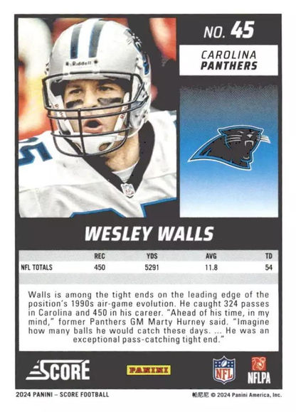 2024 Panini Score Football Wesley Walls Carolina Panthers #45