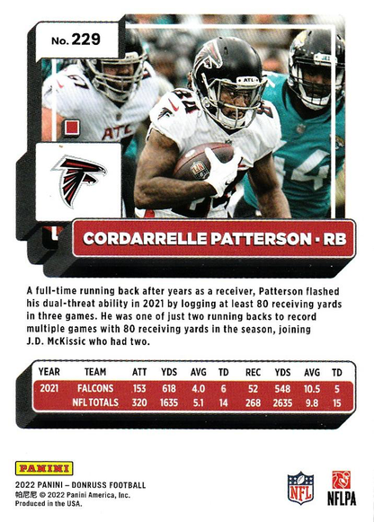 2022 Panini Donruss Cordarrelle Patterson #229 Atlanta Falcons