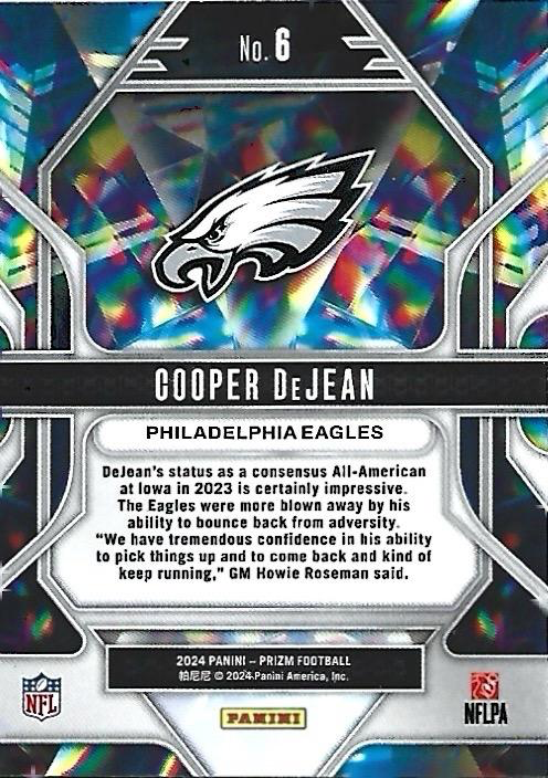 2024 Panini Prizm Prizmatic Cooper DeJean RC #6 Philadelphia Eagles