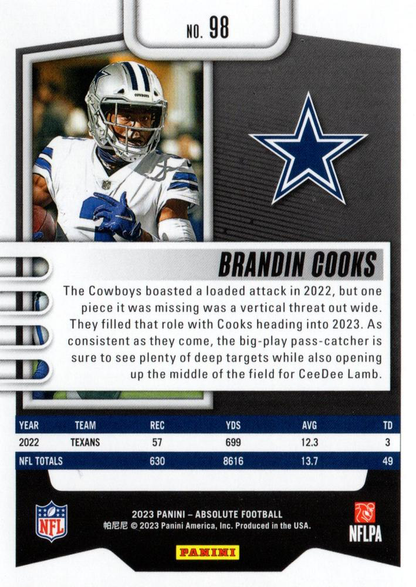2023 Panini Absolute Brandin Cooks #98 Dallas Cowboys