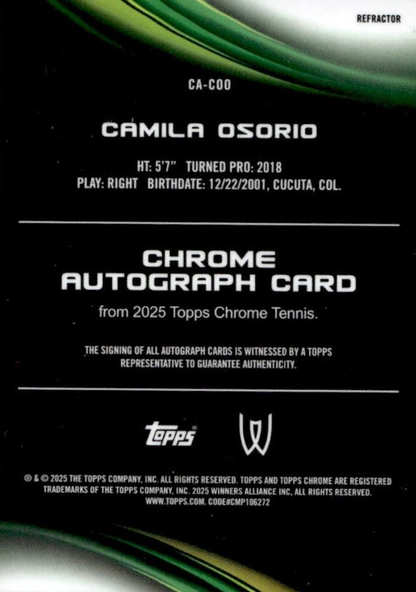 2025 Topps Chrome Tennis Refractor Autograph Camila Osorio #CA-COO