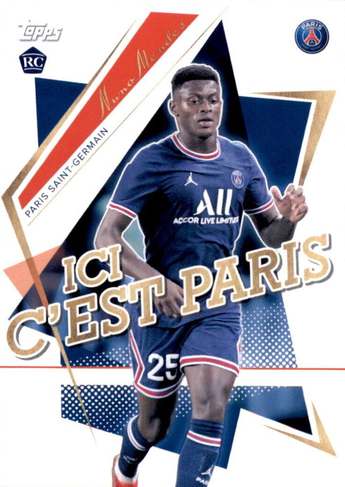 2021 Topps PSG Team Set RC Nuno Mendes #46 Paris Saint-Germain