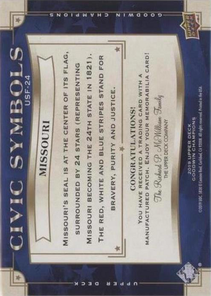 2019 Upper Deck Goodwin Champions Civic Symbols Missouri #USF-24 États-Unis