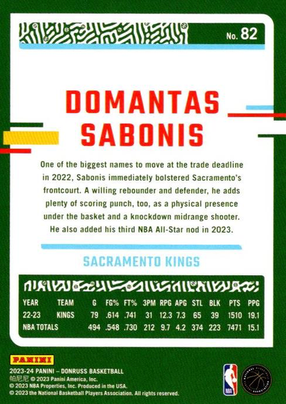 2023 Panini Donruss Domantas Sabonis #82 Sacramento Kings