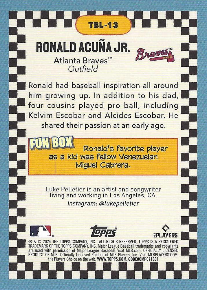 2024 Topps Big League Topps Big Leaguer Ronald Acuña Jr. Atlanta Braves #TBL-13
