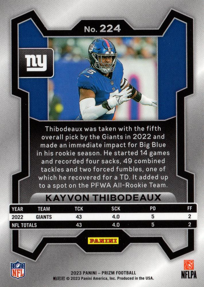 2023 Panini Prizm Kayvon Thibodeaux New York Giants #224