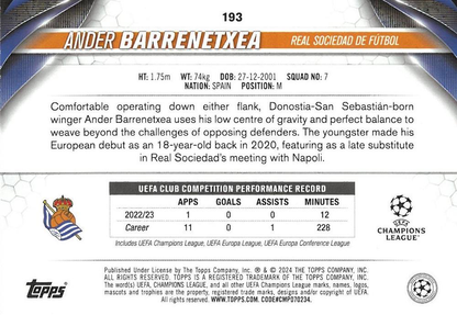 2023 Topps UCC Ander Barrenetxea #193 Real Sociedad
