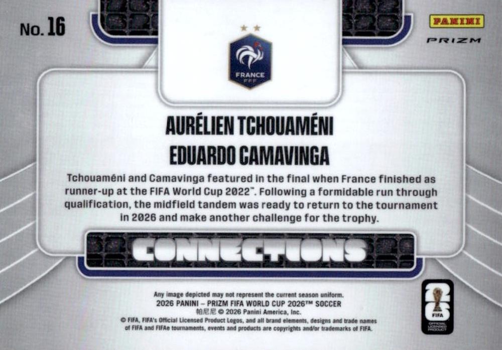 2026 Panini Prizm FIFA World Cup Connections Silver Tchouameni/Camavinga #16 France