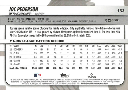 2024 Topps Big League Common Joc Pederson San Francisco Giants #153