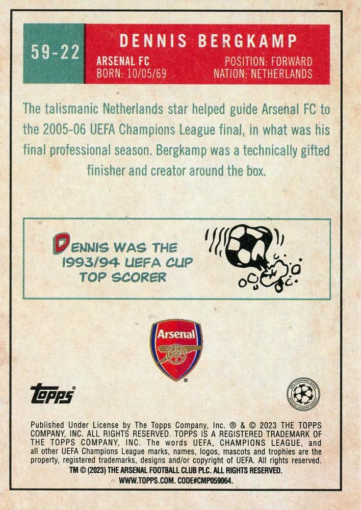 2022 Topps UCC 1959 Dennis Bergkamp #59-22 Arsenal FC