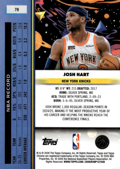2025 Topps Chrome Cosmic Josh Hart #79 New York Knicks