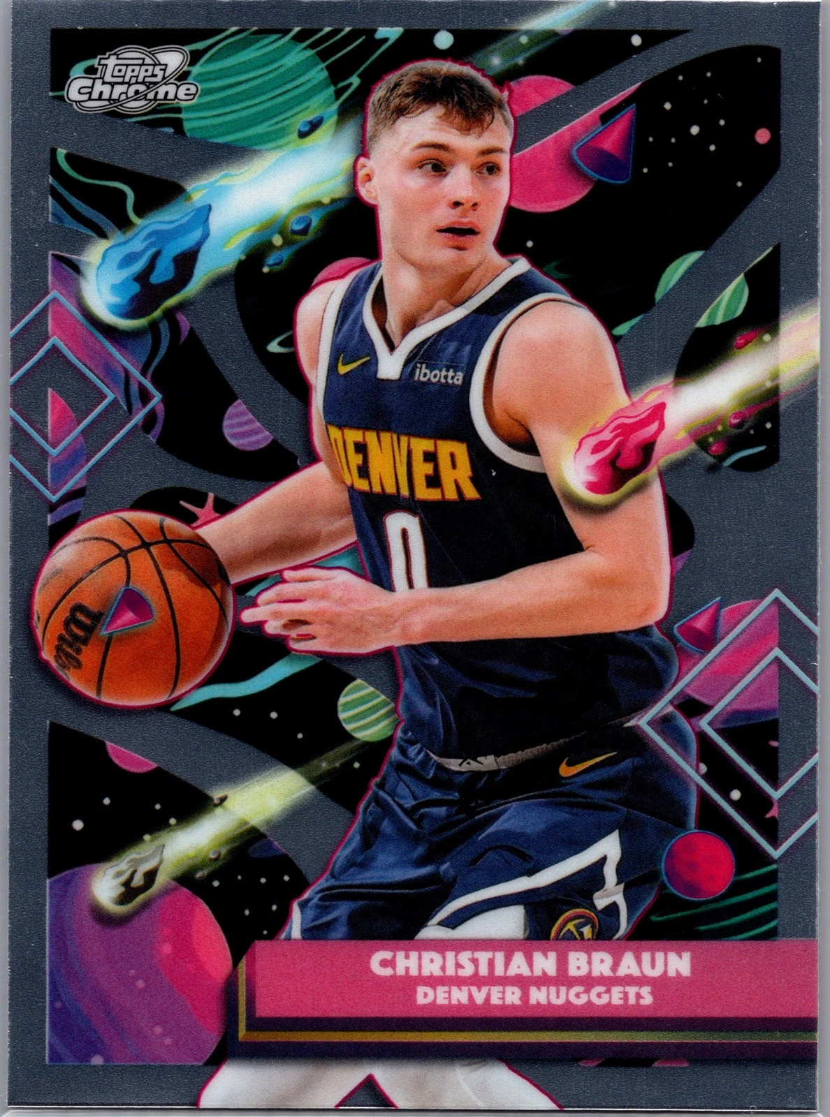2025 Topps Chrome Cosmic Christian Braun #14 Denver Nuggets