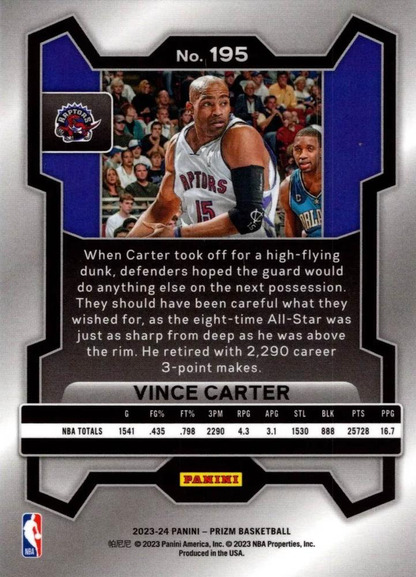 2023 Panini Prizm Vince Carter #195 Toronto Raptors