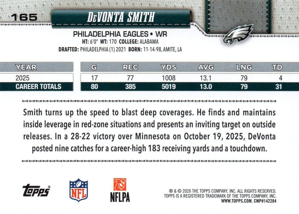 2026 Topps Flagship DeVonta Smith #165 Philadelphia Eagles