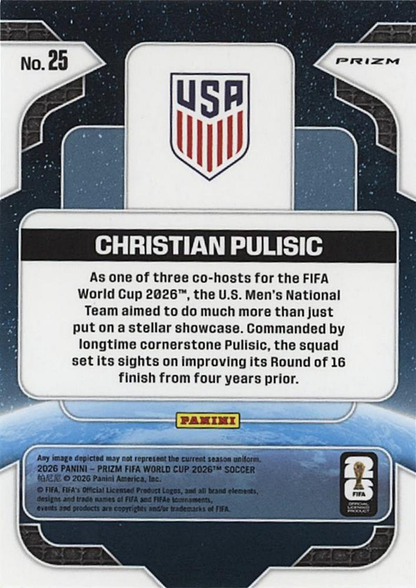 2026 Panini Prizm World Cup Global Reach Silver Christian Pulisic #25 USA