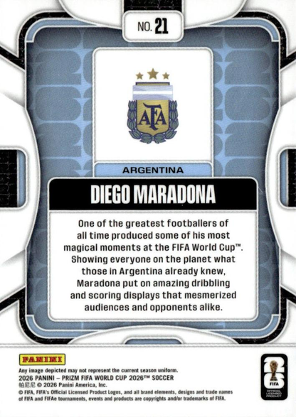 2026 Panini Prizm World Cup Diego Maradona #21 Argentine