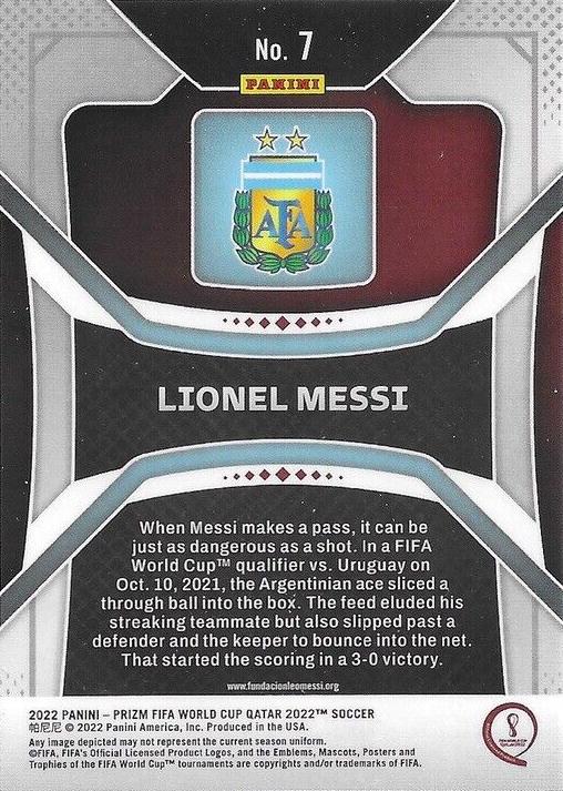 2022 Panini Prizm World Cup Lionel Messi #7 Argentine