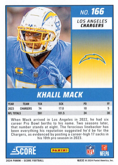 2024 Panini Score Football Khalil Mack Los Angeles Chargers #166