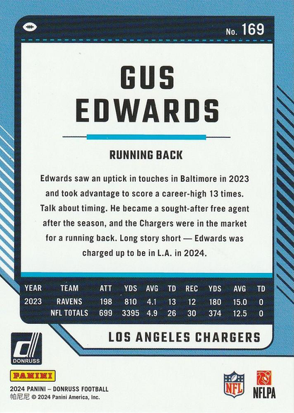 2024 Panini Donruss Gus Edwards Los Angeles Chargers #169