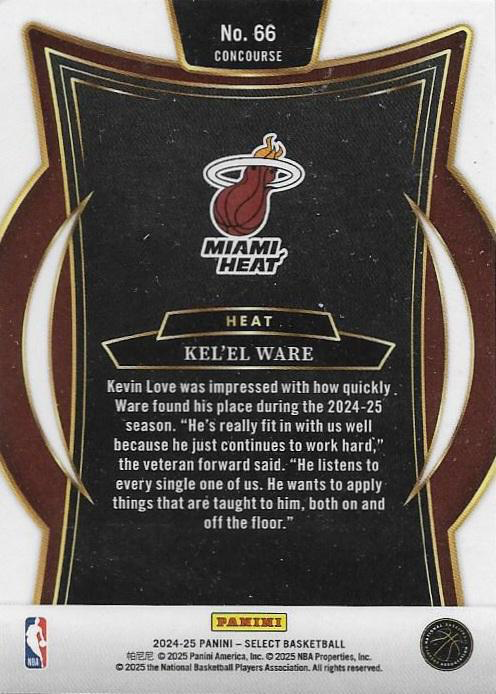 2024 Panini Select Kel'el Ware RC Blue #66 Miami Heat