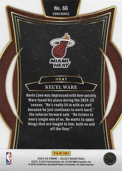 2024 Panini Select Kel'el Ware RC Blue #66 Miami Heat