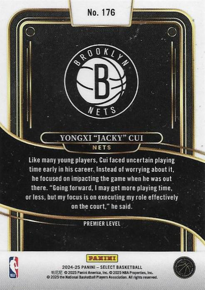 2024 Panini Select Yongxi Jacky Cui RC Blue #176 Brooklyn Nets