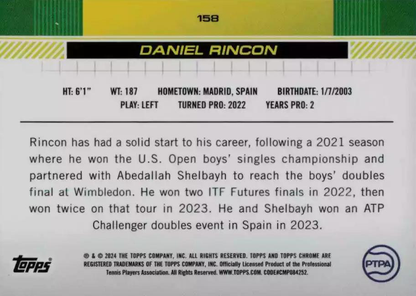 2024 Topps Chrome Tennis Daniel Rincon RC #158