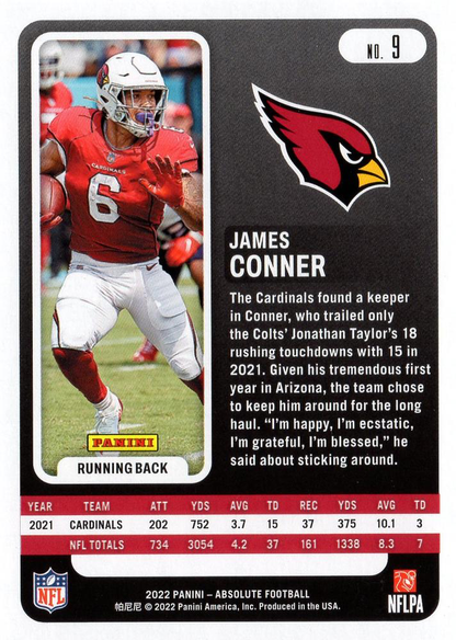 2022 Panini Absolute James Conner #9 Arizona Cardinals