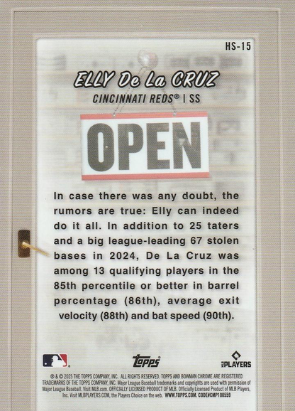 2025 Topps Bowman Hobby Stars Elly De La Cruz Cincinnati Reds #HS-15