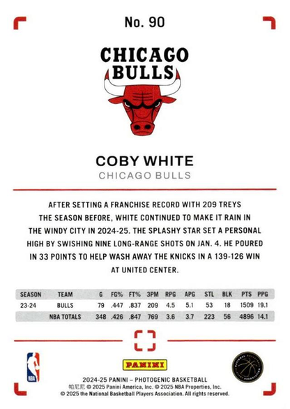 2024 Panini Photogenic Coby White #90 Chicago Bulls