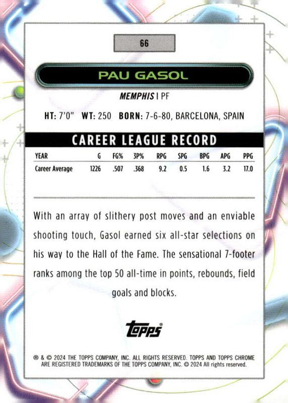 2023 Topps Chrome Cosmic Pau Gasol #66 Memphis Grizzlies
