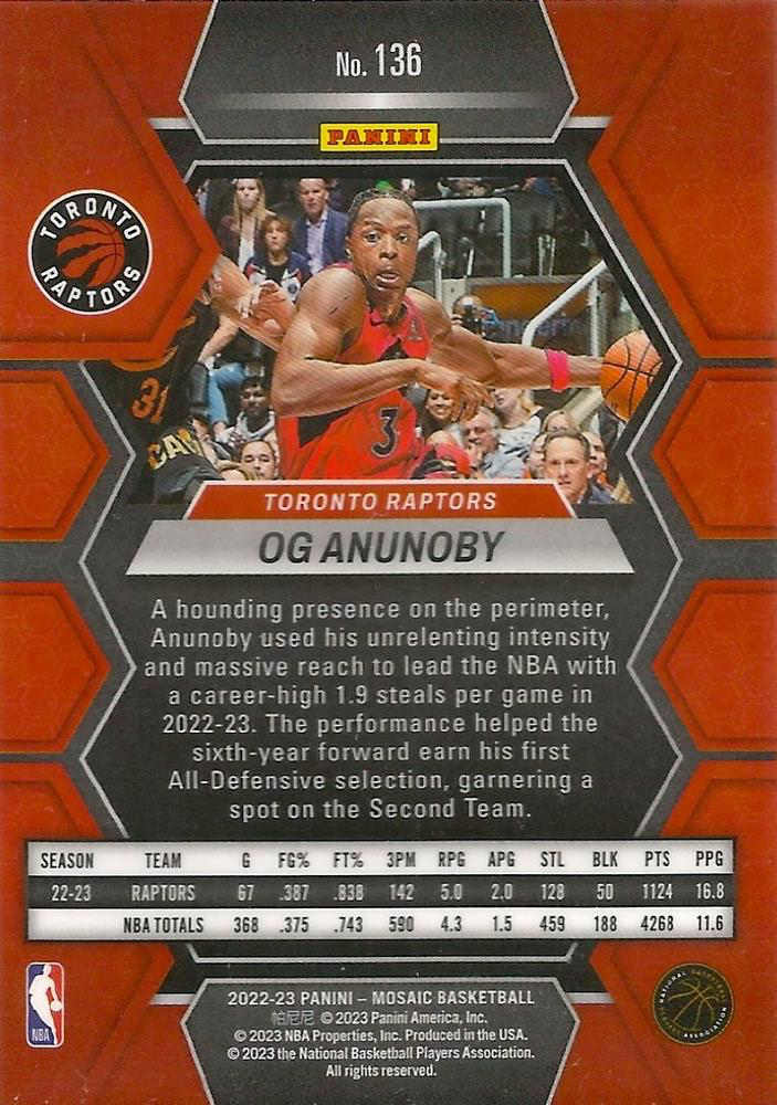 2022 Panini Mosaic OG Anunoby #136 Toronto Raptors