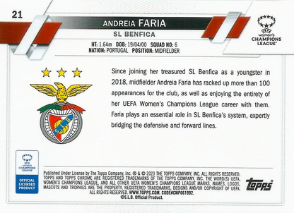 2022 Topps Chrome UCC Women's Andreia Faria RC #21 S.L. Benfica