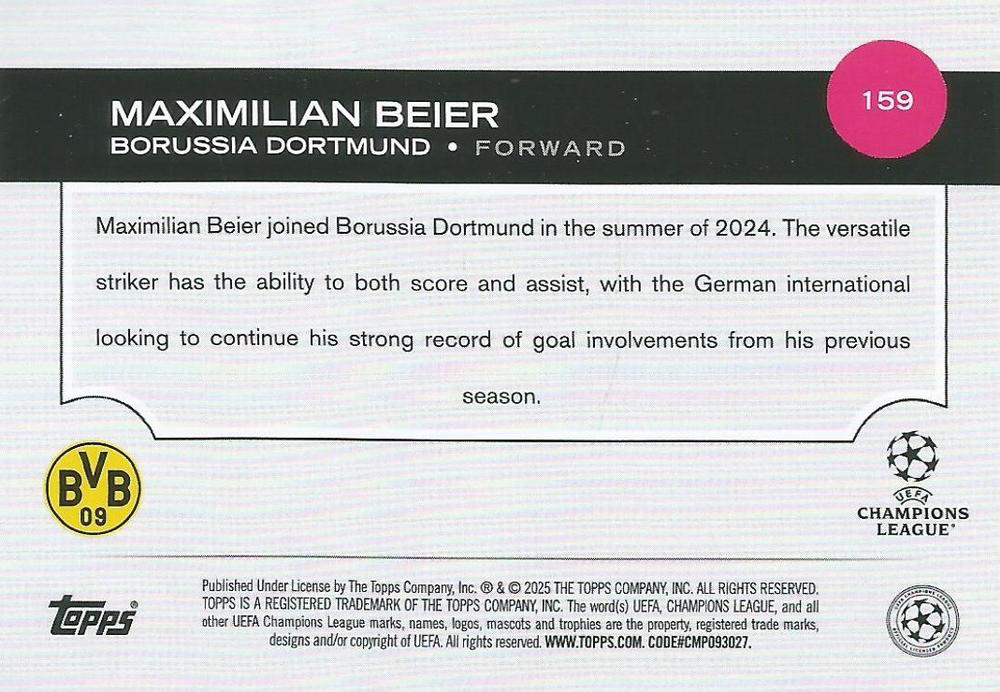 2024 Topps UCC Maximilian Beier #159 Borussia Dortmund
