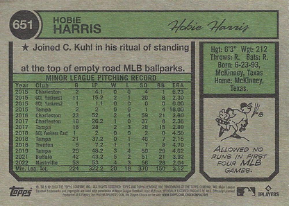 2023 Topps Heritage Hobie Harris RC Washington Nationals #651