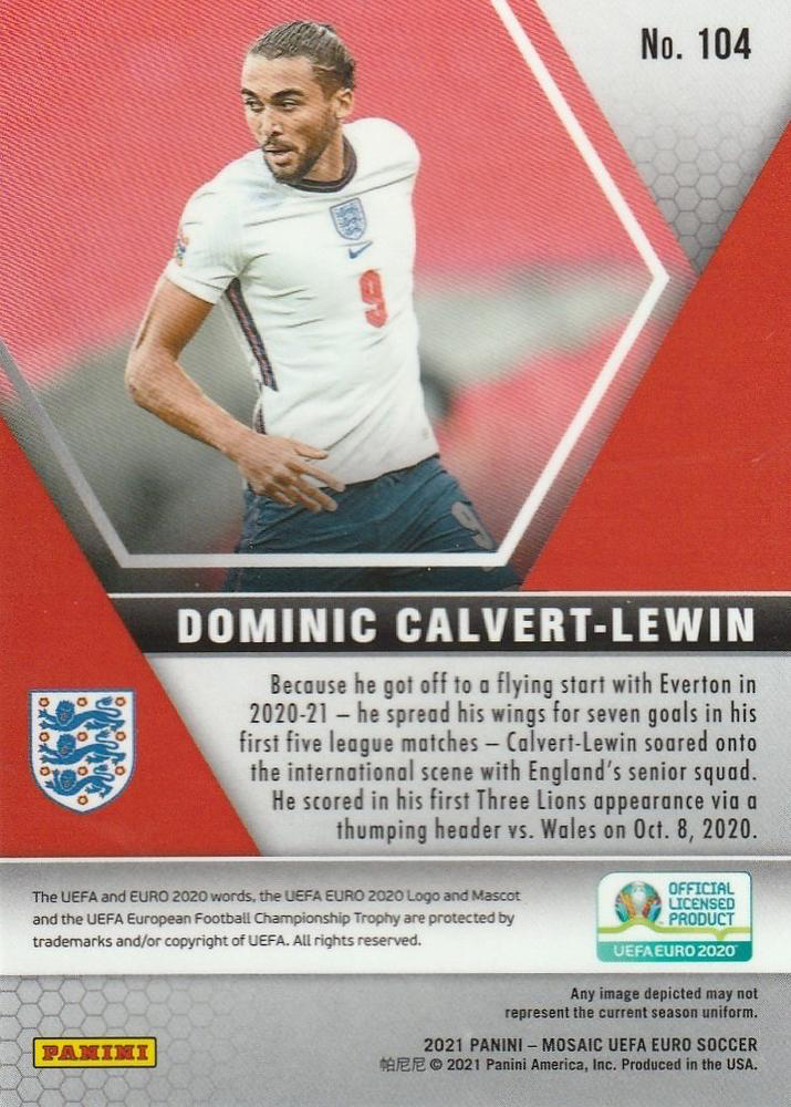 2021 Panini Mosaic UEFA EURO 2020 Dominic Calvert-Lewin #104 Angleterre