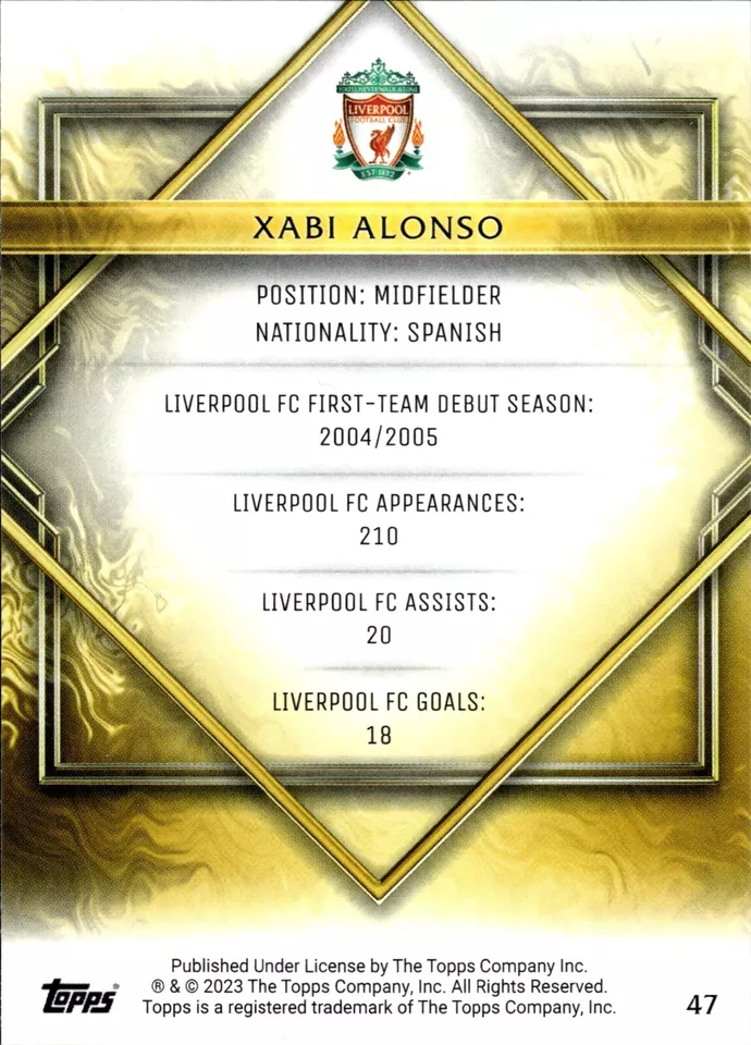 2023 Topps Liverpool Team Set Xabi Alonso GD #47 Liverpool